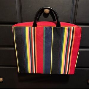 VTG Y2K Padded Cotton Striped Stiff Laptop Bag Side Pocket Colorful NWOT RARE